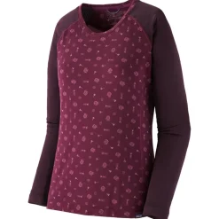 Sous-Vêtement Femme|Sous-Vêtements Thermiques<Patagonia Sous-vêtement technique W's Cap Midweight Crew Fire Floral Night Plum