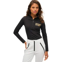 Outlet Sous-vêtement technique Logo Baselayer Halfzip Top Black Femme Sous-Vêtement Femme