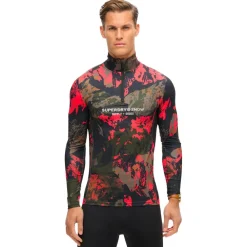 Best Sous-vêtement technique Base Layer Half Zip Top Volcanic Mountain Orange Homme Sous-Vêtement Homme