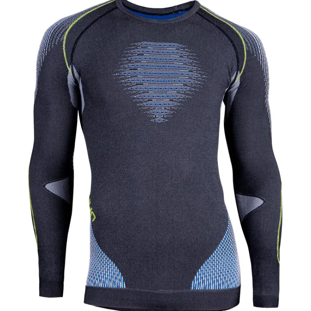 Outlet Sous-vêtement technique M Evolutyon Shirt LS Anthracite Melange Blue Yellow Shiny Homme Sous-Vêtement Homme