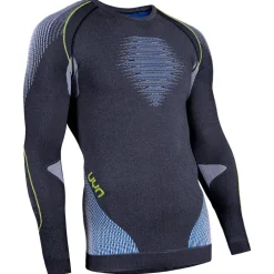 Outlet Sous-vêtement technique M Evolutyon Shirt LS Anthracite Melange Blue Yellow Shiny Homme Sous-Vêtement Homme