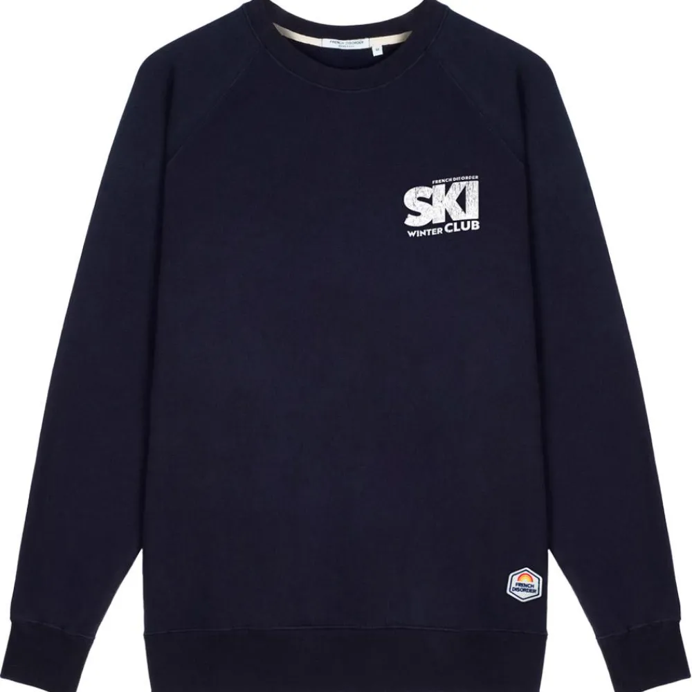 Best Sweat Clyde Ski Winter Club Print Navy Sweat - Pull - Poncho