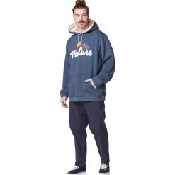 Online Sweat Julka Plush Dark Blue Melange Sweat - Pull - Poncho
