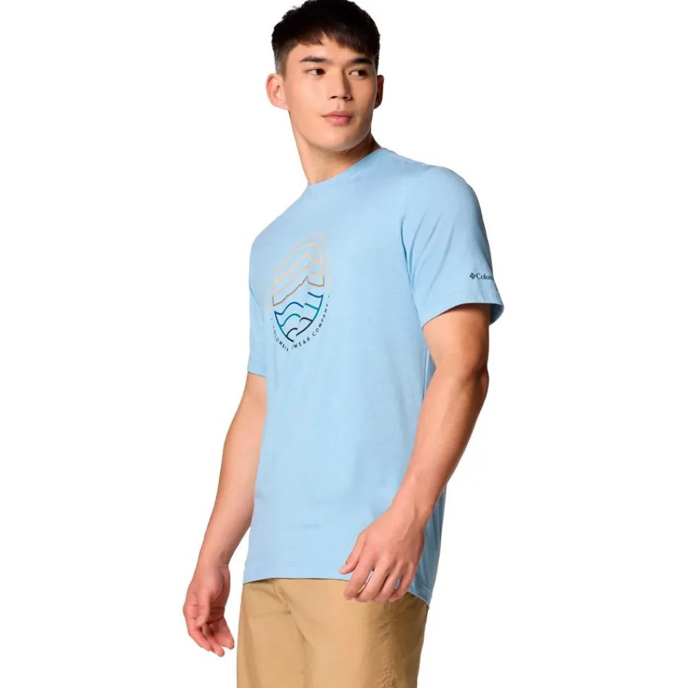 Sale Tee-shirt de rando Kwick Hike Graphic Ss Tee Ripple Blue Heather Peaked Lifestyle T-Shirt Randonnée