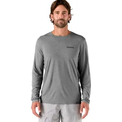 Best Tee-shirt de rando Capilene Cool Daily Graphic Shirt Boardshort Logo Abalone Blue Feather Grey T-Shirt Randonnée