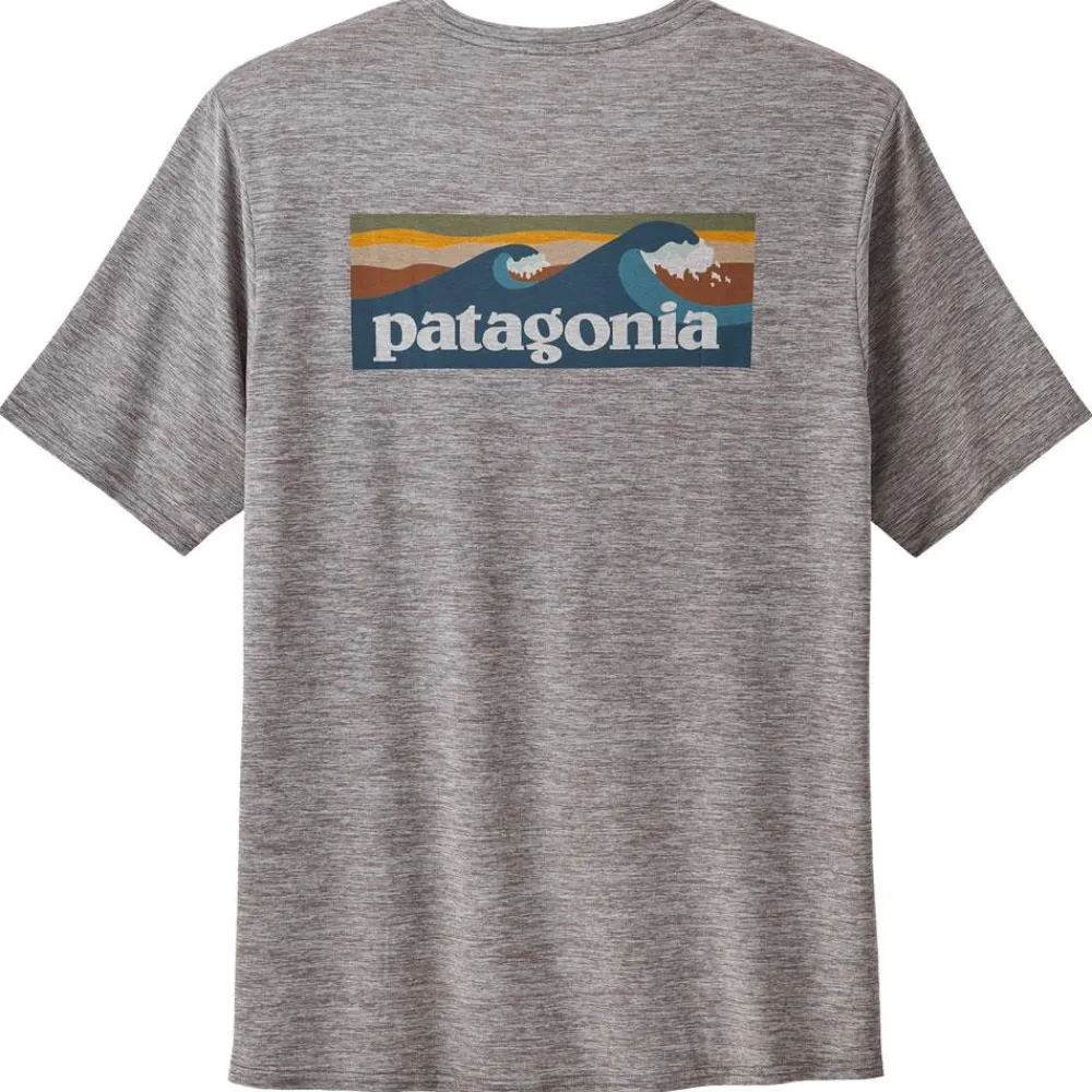 Outlet Tee-shirt de rando M's Capilene Cool Daily Graphic Shirt Water Abalone Blue Feather Grey T-Shirt Randonnée