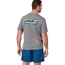 Outlet Tee-shirt de rando M's Capilene Cool Daily Graphic Shirt Water Abalone Blue Feather Grey T-Shirt Randonnée