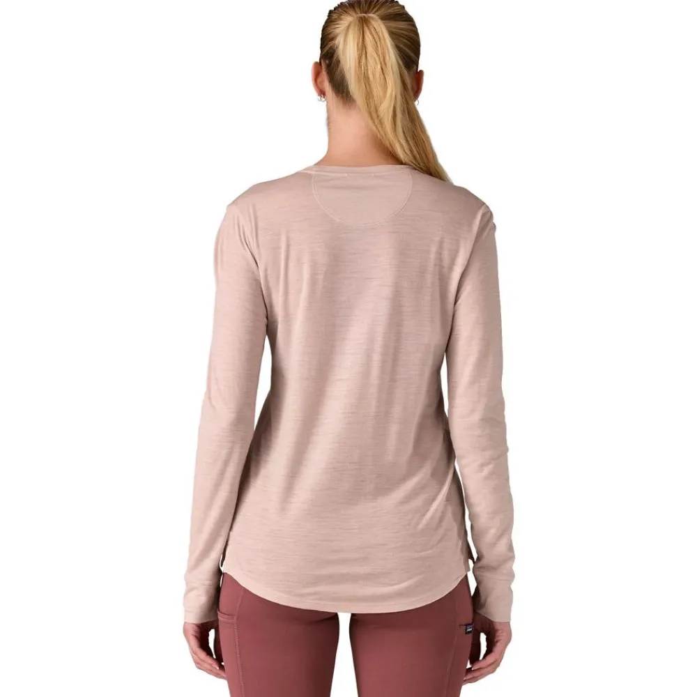 Sale Tee-shirt de rando W's Long-Sleeved Capilene Cool Merino Graphic Shirt Fitz Roy Strata Shroom Taupe Tee Shirt|T-Shirt Randonnée