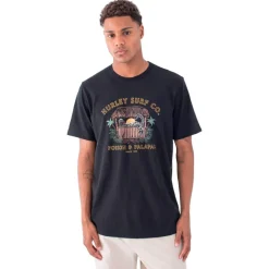 Discount Tee-shirt Poison And Palapas Slub Short Sleeve Black Tee Shirt