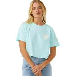 Tee Shirt<Rip Curl Tee-shirt Wettie Icon Crop Tee Sky Blue