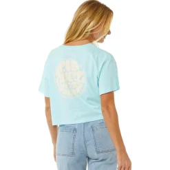 Tee Shirt<Rip Curl Tee-shirt Wettie Icon Crop Tee Sky Blue
