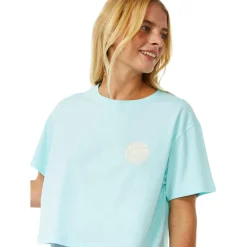 Tee Shirt<Rip Curl Tee-shirt Wettie Icon Crop Tee Sky Blue