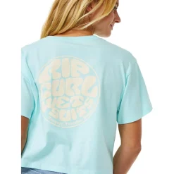 Tee Shirt<Rip Curl Tee-shirt Wettie Icon Crop Tee Sky Blue