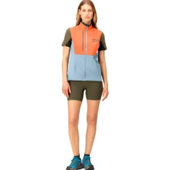 Veste Trail|Veste Randonnée<Norrona Veste de trail senja aero90 Vest W's Flamingo - Blue Fog